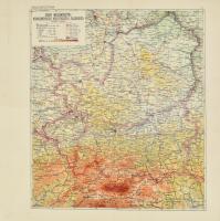 cca 1930 Mapa Województw: Krakowskiego, Kielickiego i Slaskiego / Lengyelország vajdaságainak térképe (Krakkói, Kielcei, Sziléziai), 1 : 1.000.000, néhány kis lapszéli szakadással, 38x38 cm