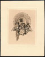 Horváth Endre (1896-1959): Újévi üdvözlőlap. Rézmetszet. papír. Jelzett . 11x8 / 14x17 cm a belső oldalon a művész saját kezű jókívánságaival és aláírásával