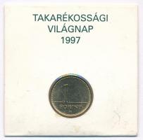 1997. 1Ft Cu-Ni-Zn &quot;OTP Bank XV. kerületi Fiók / Takarékossági Világnap 1997&quot; papírtasakban T:UNC,AU Adamo F6.4