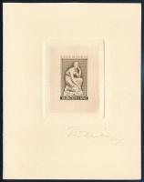 Füle Mihály (1914-2005): Boldog új évet. Rézkarc, papír, jelzett. 5,5x4 cm