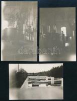 cca 1920-1930 Békéscsaba, festöde és lágyító berendezés, 3 db fotó, 6,5×4,5 cm