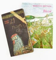 Fekete István: 21 nap. Bp., 1965, Magvető Kiadó. Első kiadás! Kiadói kartonált kötés, jó állapotban. + Fekete István: Búcsú. (Elbeszélések.) Bp., 1979, Szent István Társulat. Első kiadás! Kiadói kartonált papírkötés.