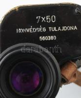 cca 1950 Ritka magyar katonai 7×50-es kézi távcső a néphadsereg idejéből, Honvédség tulajdona felira...