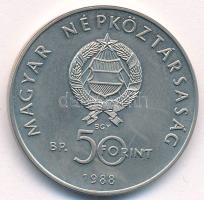 1988. 50Ft Cu-Ni "Világ Vadvédelmi Alap - Kékvércse" T:BU patina Adamo EM101