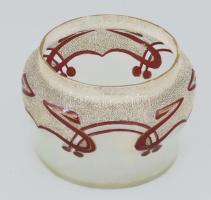 Szecessziós festett üveg kaspó d: 12 cm