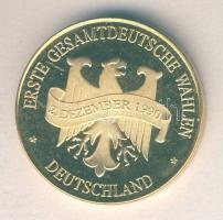 Németország 1990. "Dr. Helmut Kohl" aranyozott ffm emlékérem T:PP