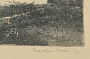 Csurgói Máté Lajos (1931-2001): Szentendrei Skanzen. Rézkarc, papír. Jelzett, számozott (18/100). Üv...