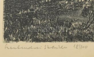 Csurgói Máté Lajos (1931-2001): Szentendrei Skanzen. Rézkarc, papír. Jelzett, számozott (18/100). Üv...