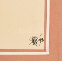 Syd Brak (?-): Összeköttetés (cím nélkül). Akvarell, papír, paszpartuban, faroston. 42x30 cm