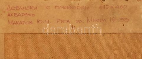 Syd Brak (?-): Összeköttetés (cím nélkül). Akvarell, papír, paszpartuban, faroston. 42x30 cm