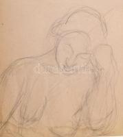 Jelzés nélkül, kétoldalas: Női akt. Ceruza, papír. Üvegezett, kopott fakeretben. 33x30 cm