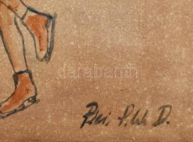 Pécsi Pilch Dezső (1888-1949): Korcsolyázók a Városligetben. Vegyes technika, karton, jelezve jobbra...