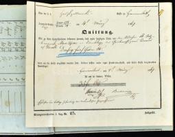 1867 Kolozsvár (Klausenburg), német nyelvű fizetési űrlap, nyugtával, foltos, hajtott, a szélén szak...