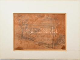 Egry József (1883-1951): Balatonpart. Ceruza papír, jelzés nélkül. Hátoldalán Keresztury Dezső (1904...