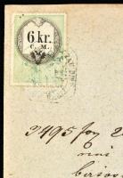 1855 Nyugta, 6 kr. okmánybélyeggel.