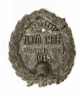 A hazáért! Vanyó Imre hősi halált halt 1918. I. világháborús fém emléktábla, sérült, javított, 16,5x14,5 cm