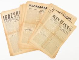 1956 Forradalmi újsággyűjtemény, összesen kb. 30 db, közte 3 db induló számmal (I. évf. 1. sz.), vegyes állapotban