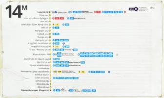 2017-2019 14M Lehel tér M - Kapostásmegyer, Megyeri út, metrópótló autóbusz BKK tábla, műanyag, sérü...
