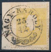 1858 2kr IIa. sárga / yellow "NAGY-KÁROLY" Certificate: Strakosch