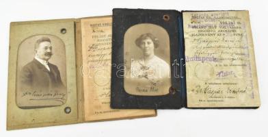 1914-1925 MÁV félárú jegy váltására jogosító arcképes igazolvány, 2 db