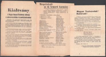 1956 Forradalmi röplapok, szórólapok, össz. 11 db