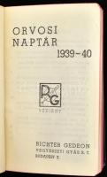 1939-40 Richter Gedeon orvosi zsebnaptár, számos bejegyzéssel, páciensek neveivel stb.