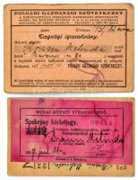 1927-1931 Braun Melinda 2 db fényképes igazolványa (Polgári Gazdasági Szövetkezet tagsági igazolvány...