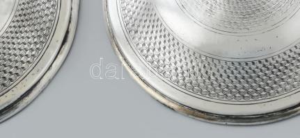 Ezüst (Ag) gyertyatartó pár. Dianás jelzéssel, PD mesterjeggyel XIX. sz. vége 400 g, m: 24 cm