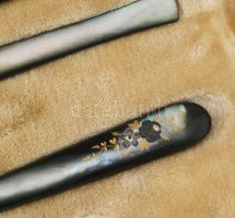 Francia antik manikűr szett, 2 db hiánnyal, eredeti sérült dobozában