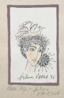 Varga Vilmos (1952-2016): Női portré és szürrealista alakok. 2 db nyomat, papír, jelzett, üvegezett ...