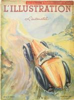 1938 L&#039;illustration &quot;L&#039;automoblie&quot; száma, számos képpel korabeli Peugeot, Citroen, Renault, Mercedes-Benz, Delage, Delahaye stb. gépjárművekről, sérült gerinccel, helyenként kissé foltos