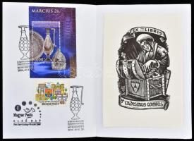 "Halmozott grafika" (Bélyeg, bélyegzés, ex libris) 3 db: Várkonyi Károly, Drahos István, N...