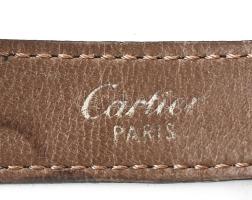 Cartier Tank kvarc karóra, aranyozott ezüst (Ag) tokkal, köves koronával, bőr szíjjal, eredeti hibát...