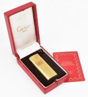 Cartier aranyozott öngyújtó, eredeti dobozában, működik, szép állapotban, tanusítvánnyal h: 7 cm / Cartier lighter, fine condition
