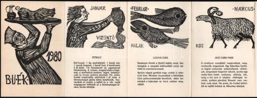 Perei Zoltán (1913-1992): BUÉK 1980. Kihajtható, 12 hónap - receptekkel. 12+1 fametszettel, papír, j...