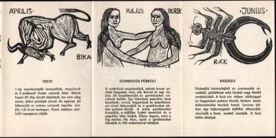 Perei Zoltán (1913-1992): BUÉK 1980. Kihajtható, 12 hónap - receptekkel. 12+1 fametszettel, papír, j...