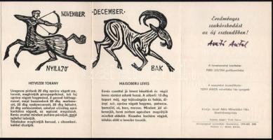 Perei Zoltán (1913-1992): BUÉK 1980. Kihajtható, 12 hónap - receptekkel. 12+1 fametszettel, papír, j...