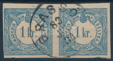 1868 Hírlapilleték bélyeg 1kr pár / Newspaper duty stamp 1kr pair BRASSÓ