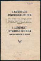 1931 Mo. Szövetkezetek Szövetsége továbbképző tanfolyam, tananyaga 8 p