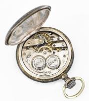 Niellós ezüst zsebóra aranyozott vadász jelenetes Remontoir. szép számlappal, működő állapotban 5 m