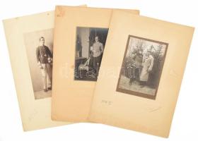 cca 1916 3 db katona fotó nagy méretű kartonon. Rutkay és Weisz Hugó aradi fényképészek aláírt munkái 11x15 cm / 32x24 cm