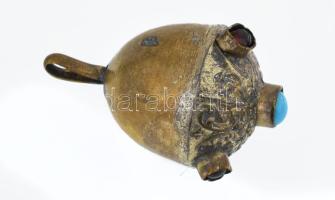 Aranyozott ezüst (Ag) pitykegomb színes kövekkel jelzés nélkül d: 24 mm