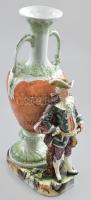 Azonosítatlan tornyos jelzéssel: Díszváza, figurális ábrázolással Fajansz, jelzett, formaszámos. 42 cm
