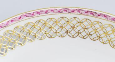 Herendi Apponyi mintás áttört nagy méretű tál. Kézzel festett, jelzett, hibátlan 35 cm