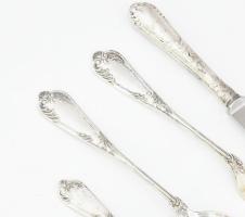 Ezüst (Ag) keresztelő evőeszköz: jelzett nettó 118 g + ezüst nyelű kés