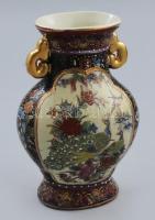 Fácános kínai váza, részben kézzel festett, jelzés nélkül, hibátlan 15 cm