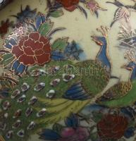 Fácános kínai váza, részben kézzel festett, jelzés nélkül, hibátlan 15 cm