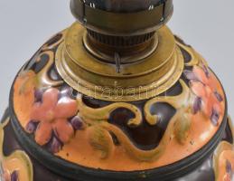 Szeecessziós fajansz petróleum lámpa, burával. Jelzés nélkül, hibátlan