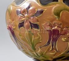 Szeecessziós fajansz petróleum lámpa, burával. Jelzés nélkül, hibátlan