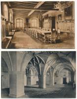 Lőcse, Levoca; Városháza tanácsterme, tornác / town hall - 2 db régi képeslap / 2 pre-1945 postcards